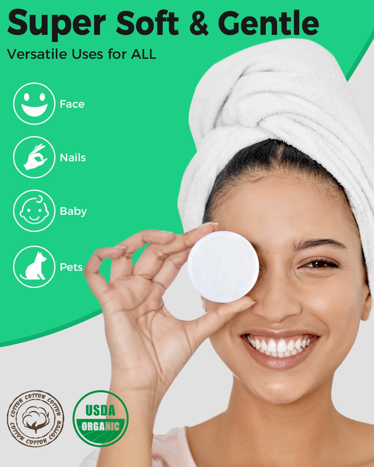 ProCIV Reusable Makeup Remover Pads, 18 Packs Washable Organic Bamboo Reusable Cotton Rounds for All Skin Types & Toner with Laundry Bag, Eco Friendly Zero Waste Reusable Cotton Pads for Woman (White)