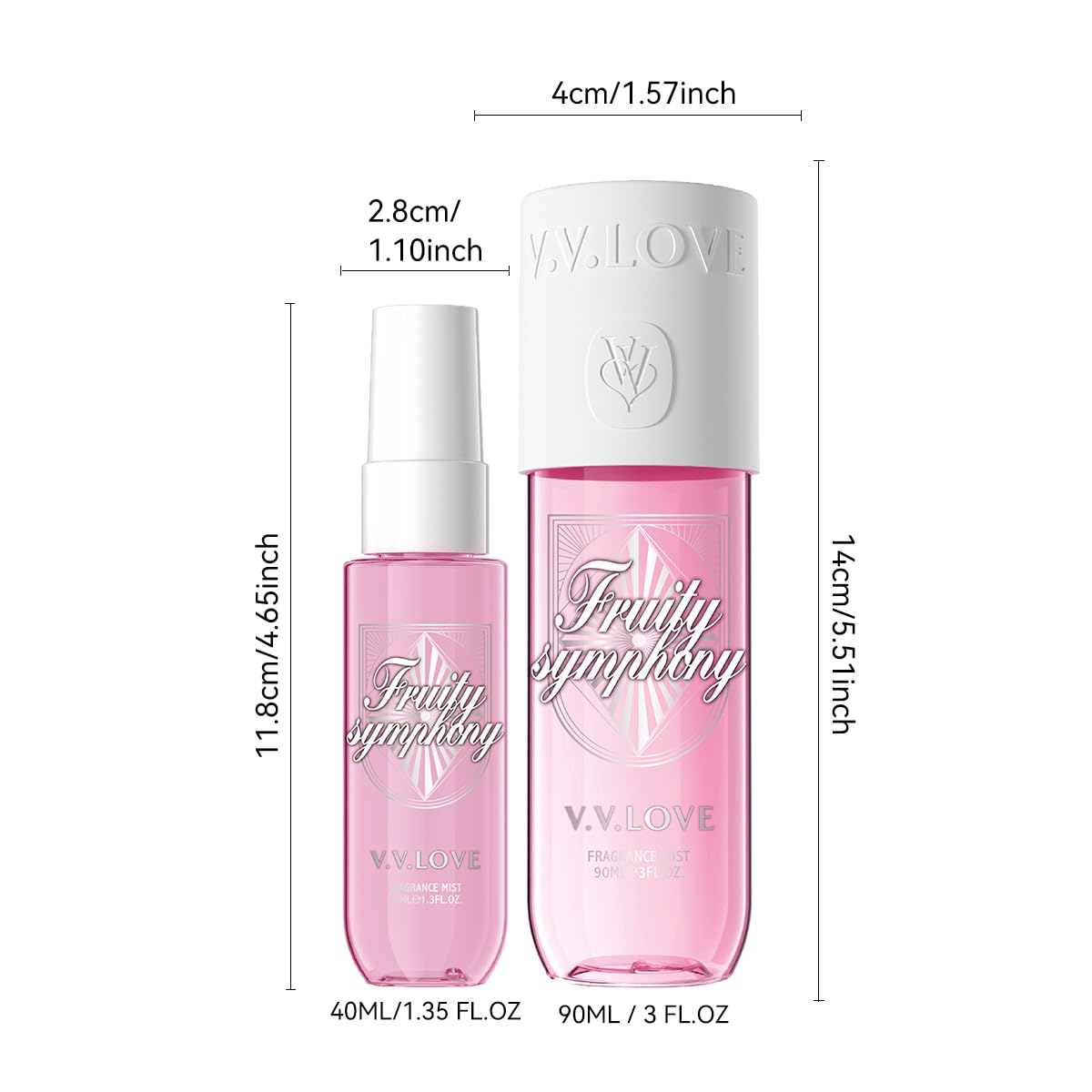 Hongsheng 2 PCS Women's Body Mist and Hair Fragrance Travel Set, 3 Fl Oz + 1.3 Fl Oz Spray, Sweet Scented Perfume Gift Set for Women (Fire Dragon)