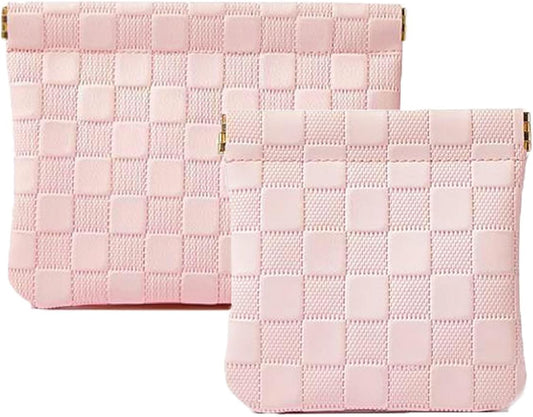 2 PCS Small Makeup Bag for Purse Waterproof Mini Cosmetic Bag for Coin Lipstick Jewelry Portable Mini Makeup Bag Set for Women Small Cosmetic Pouch Makeup Organizer Pink