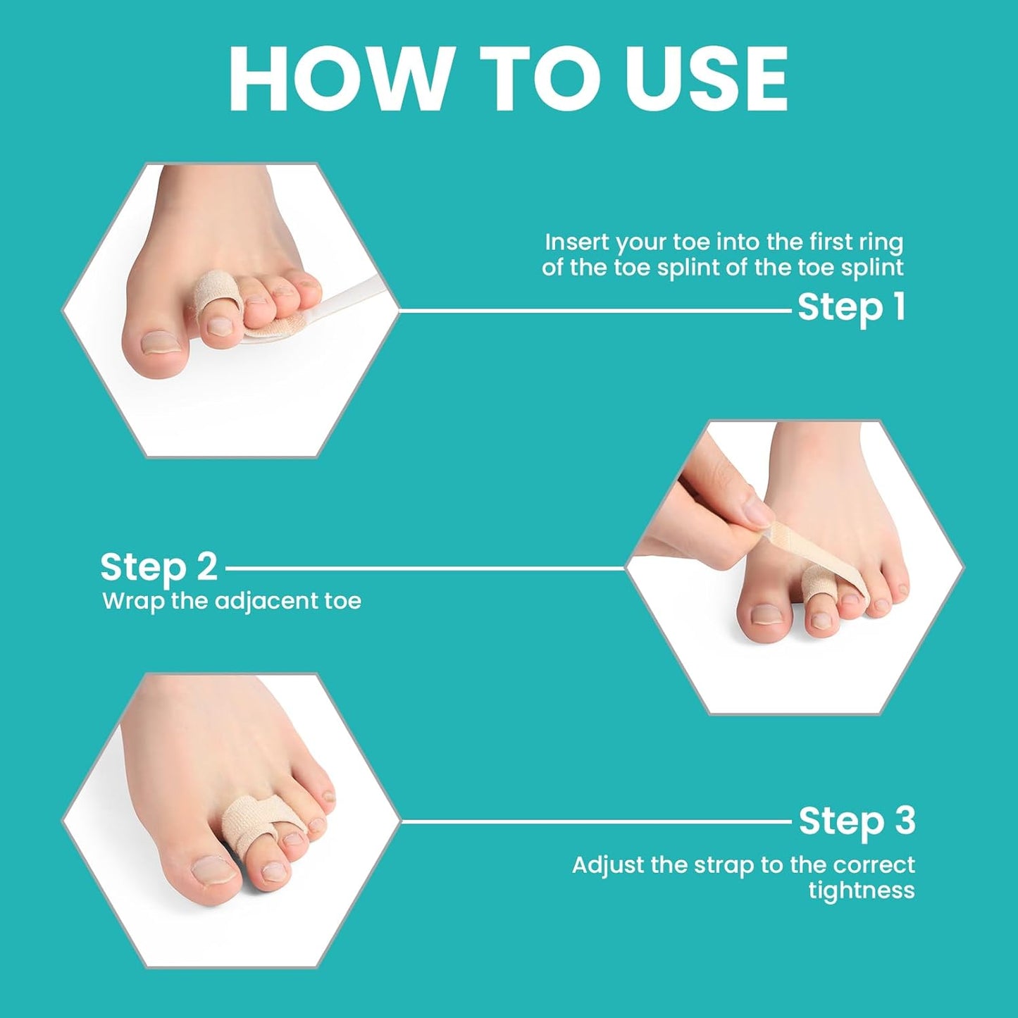 8 Pack Hammer Toe Corrector Toe Splint For Broken Toes,Brace Orthopedic Separator, Cushioned Bandages, Heal Wrap Toe Straighteners for Crooked Toes（brown）