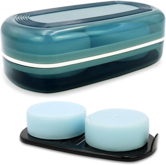 Solid Shampoo Bar Holder, Large Bar Soap Holder, Travel Soap Container, Soap Box with Draining Layer, Soap Case for Bathroom, Traveling, Gym, Camping (Blue Style-1-Large)