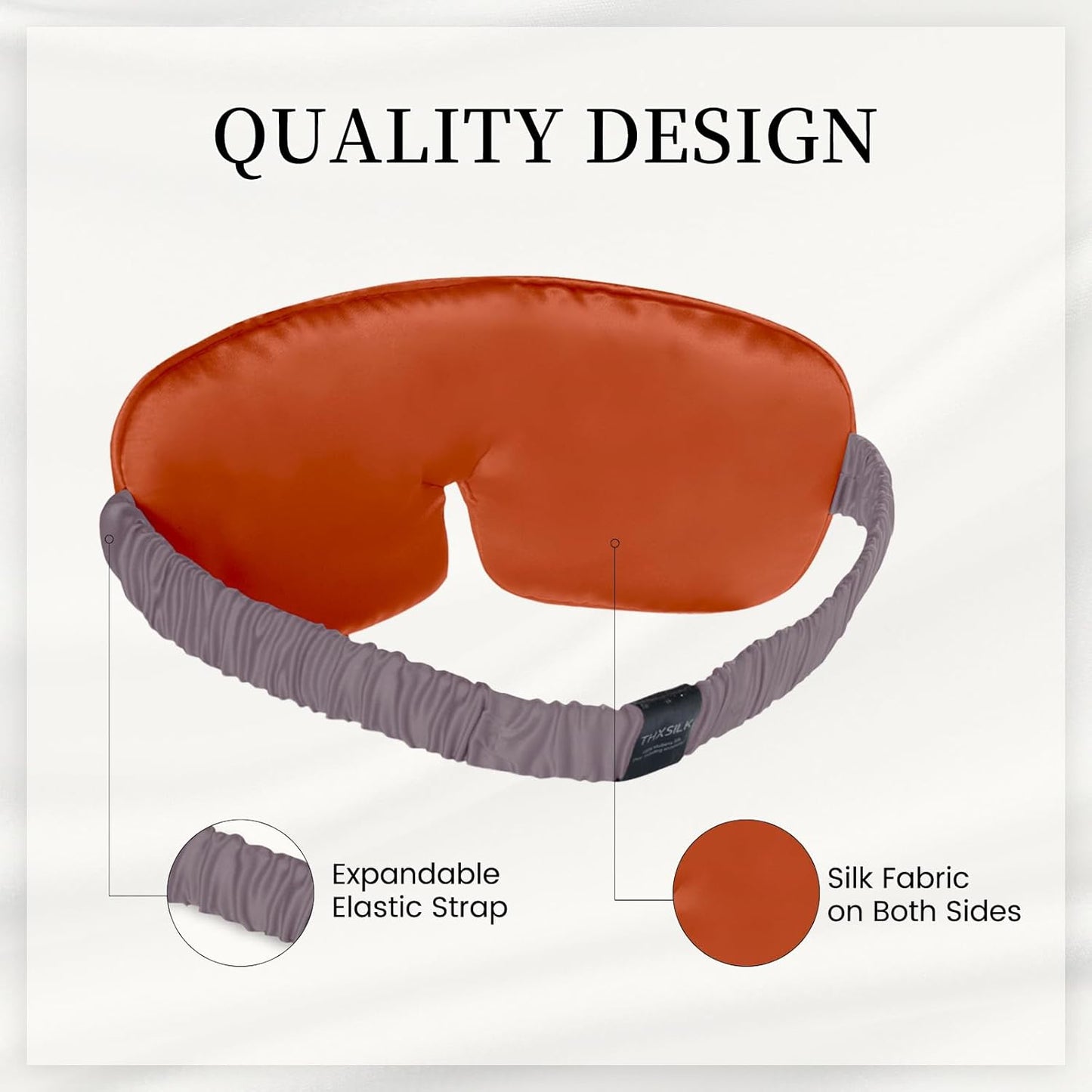 THXSILK 100% Mulberry Silk Sleep Mask, 6A Grade 25 Momme Eye Mask for Sleeping, Color-Blocking Blindfold, Soft Silk Eye Cover for Women, Men, Travel, Nap, Airplane(4×9inches, Grey)