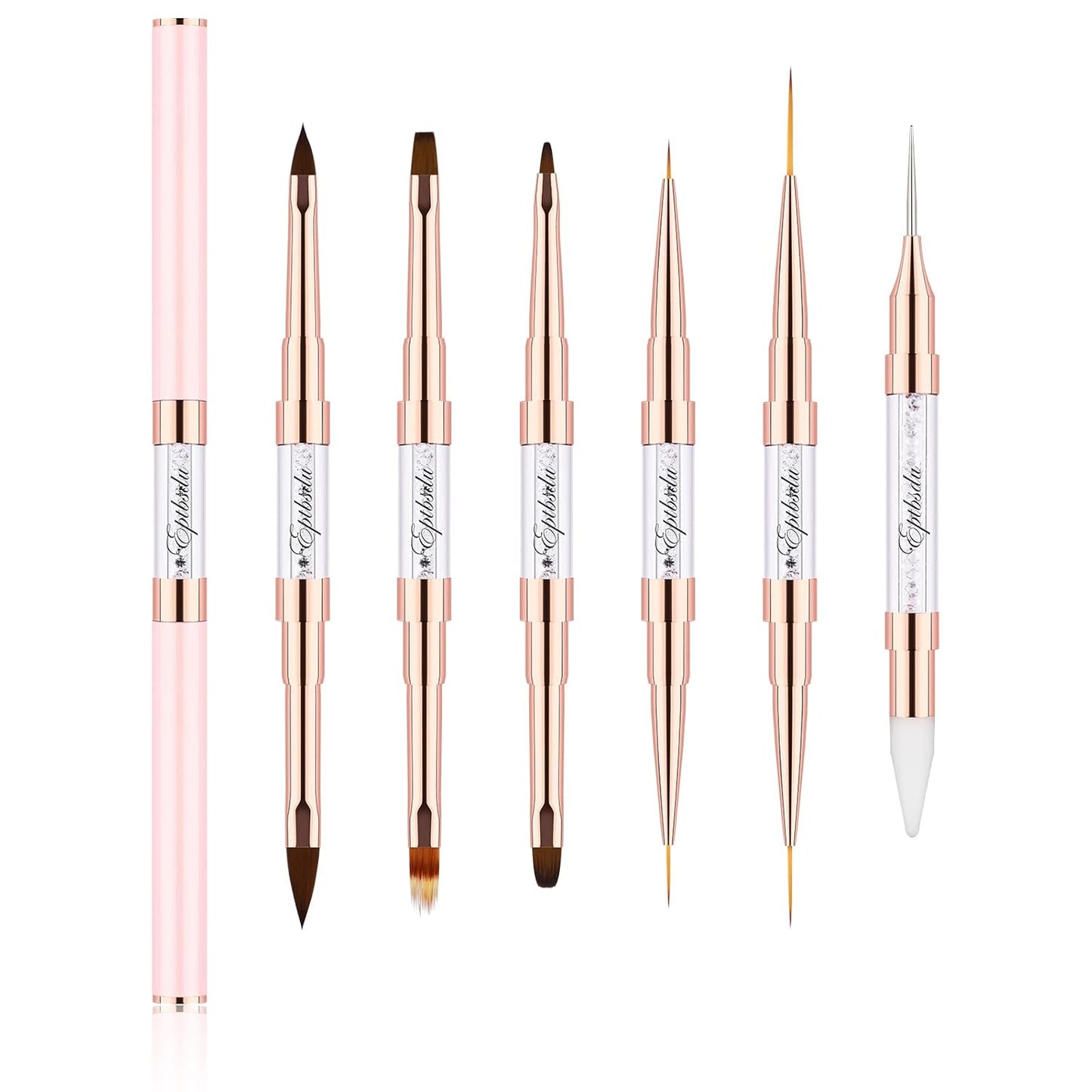 Nail Brushes for Nail Art, Eptbsdu 6PC Nail Art Brushes Double Ended Nail Art Design Dotting Pens, Striping Nail Brushes for Long Lines, Nail Drawing Pen for Salon at Home DIY Manicure