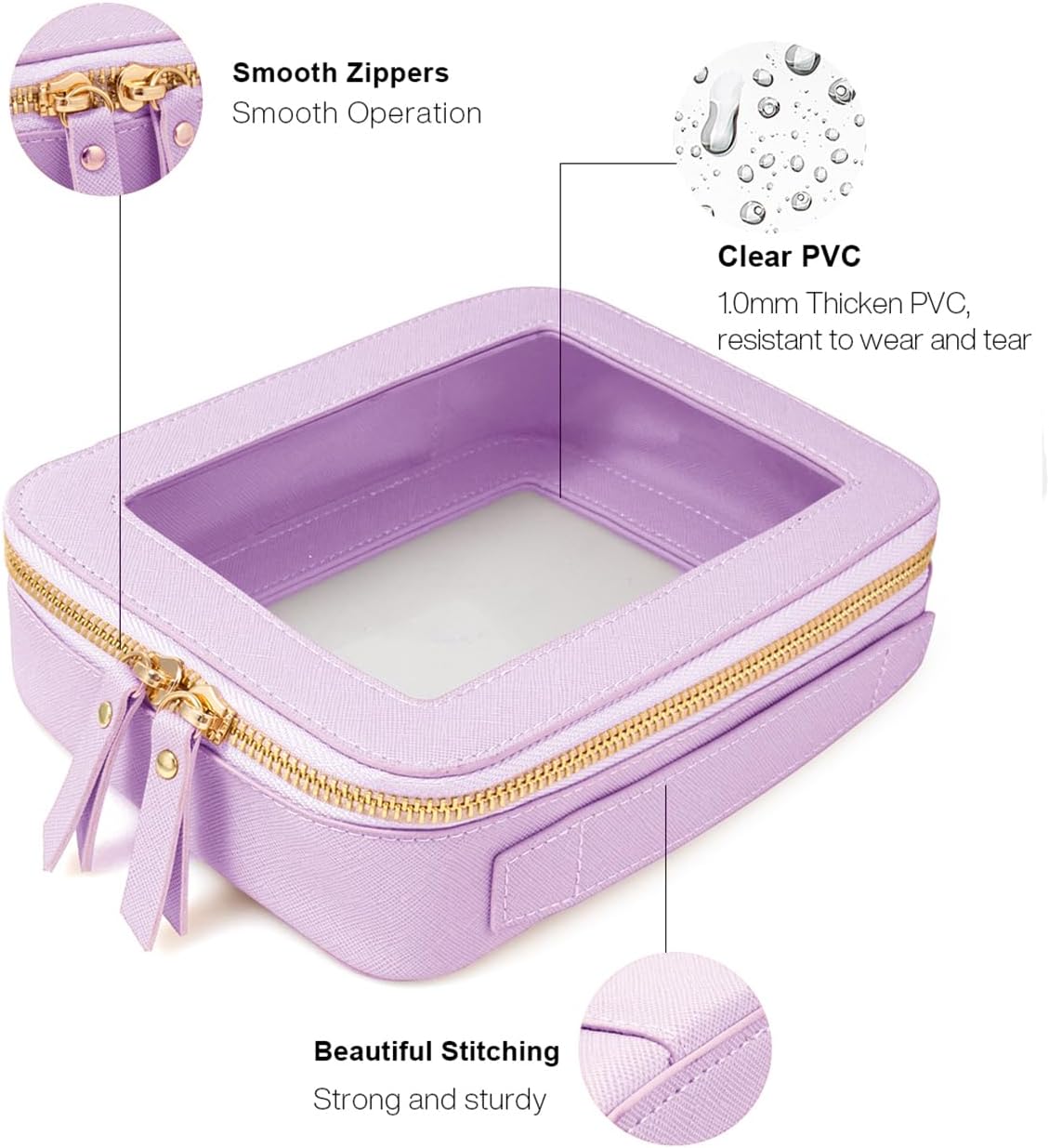 Travel Clear Makeup Bag Set, TSA Approved Cosmetic Bag Case with Zipper Portable Makeup Pouch Toiletry Bag Women Traveling Cosmetic Organizer Storage Bag Car Organizer Car Essentials for Women