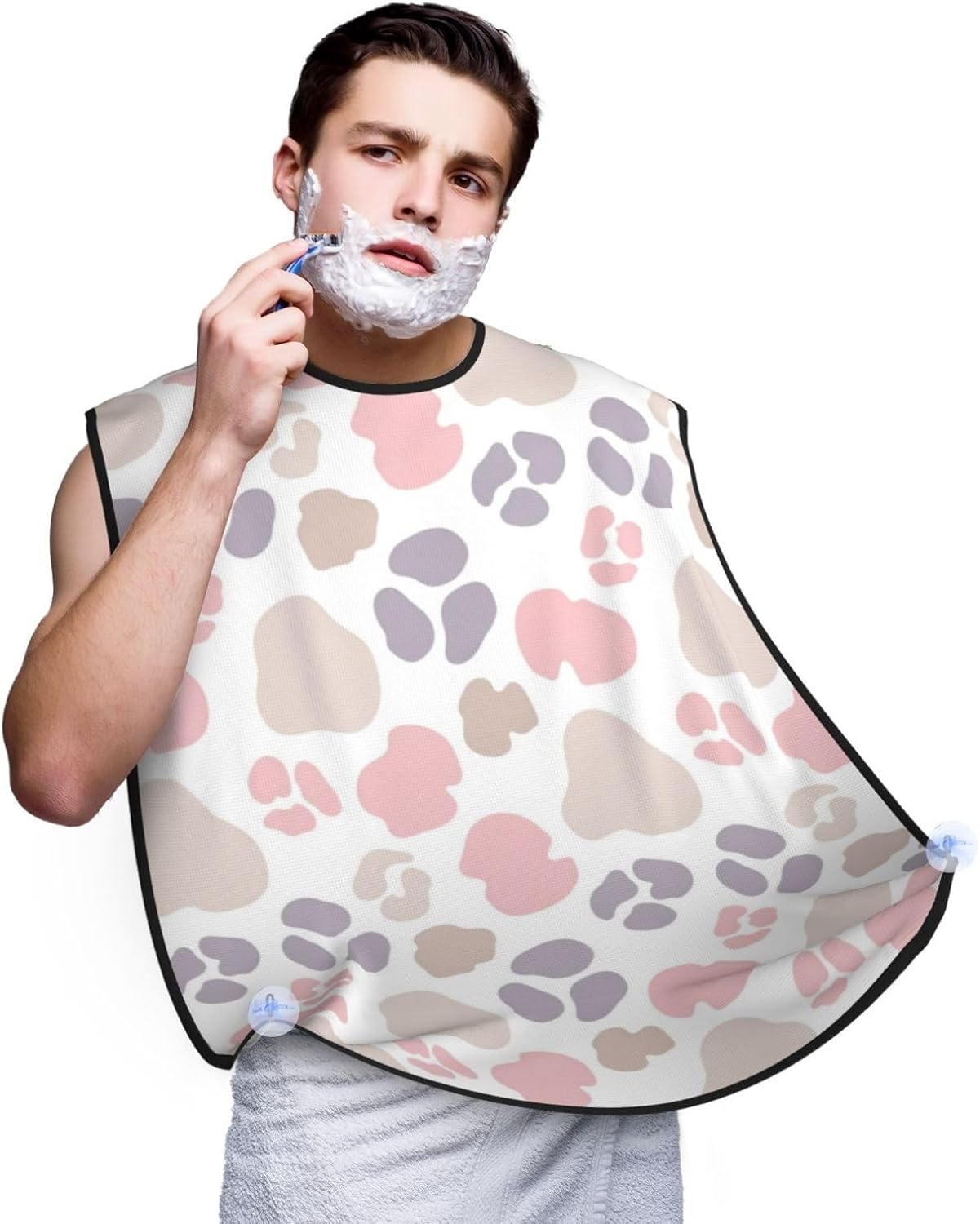 Ultimate Shaving Bib, Beard Trimming Apron with Hair Catcher, Pink Rose Gold Cheetah Skin Wild Animal Leopard Print