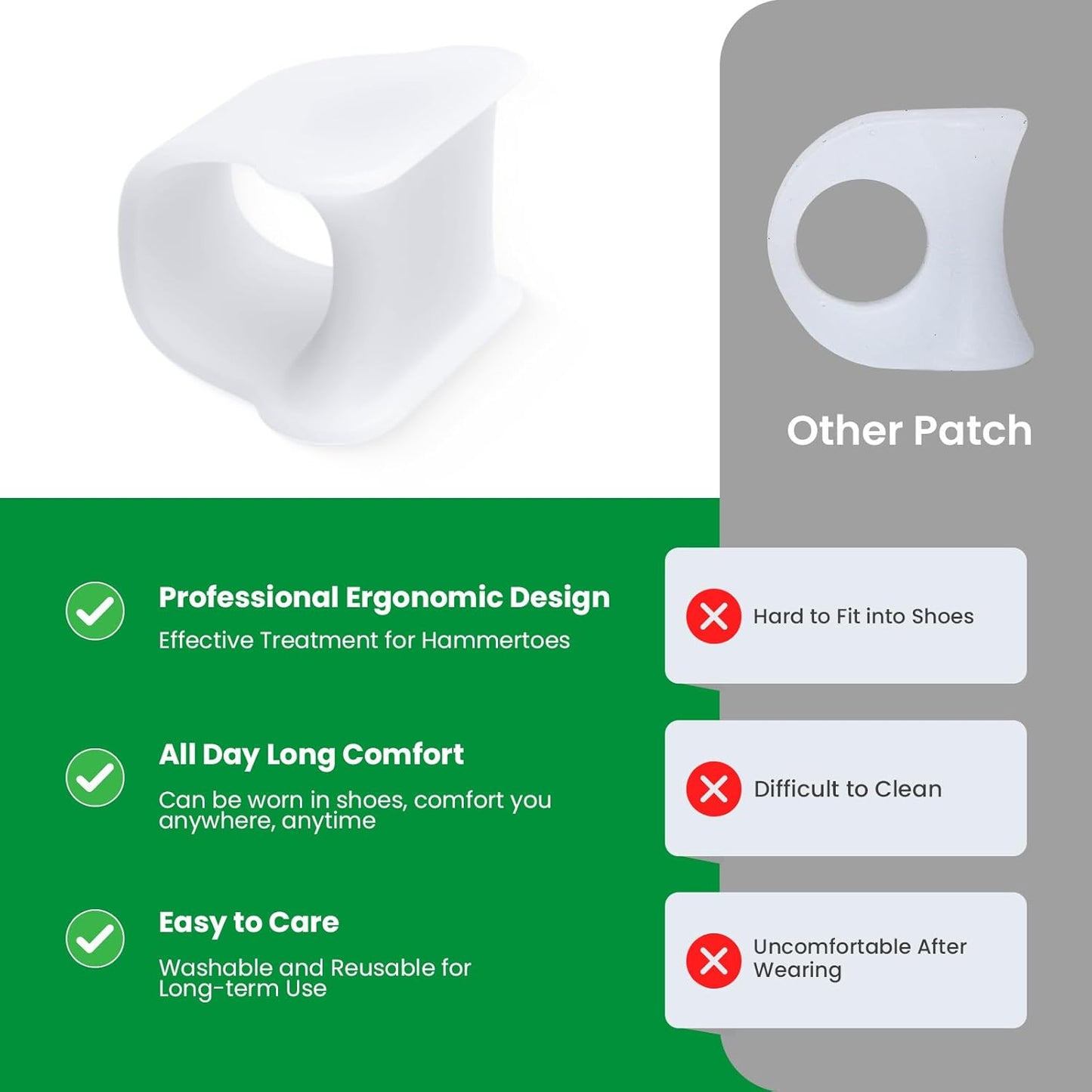 Bukihome Hammertoe Corrector - 6 Pack Toe Splints - Soft Gel Toe Straighteners - Realign Bent, Curled, Crooked, Claw, Hammer Toes - Toe Corrector for Men and Women, Small Sizes (White)