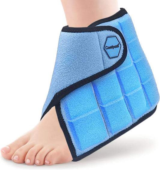 Ankle Ice Pack Wrap for Swelling & Sprained with 2 Hours Long Lasting Cold, Reusable Ankle Foot Cold Wrap for Achilles Tendonitis, Plantar Fasciitis Relief, Heel Pain