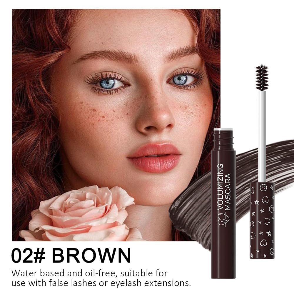 Colored Mascara for Eyelashes Set,Colorful Waterproof for eyelashes Long lasting Charming Voluminous for Women Halloween Eye Makeup (1Pcs 02#Brown, F)