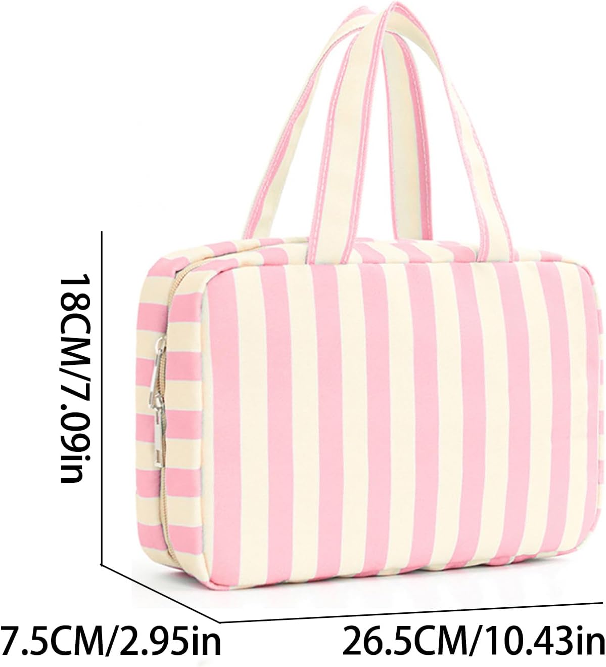 Toiletry Bag for Women Travel Water-resistant Cosmetic Bag Fashion Stripes Makeup Bag with Hanging Hook Preppy for Store Toiletries Cosmetic Accessories Large Capacity Pink