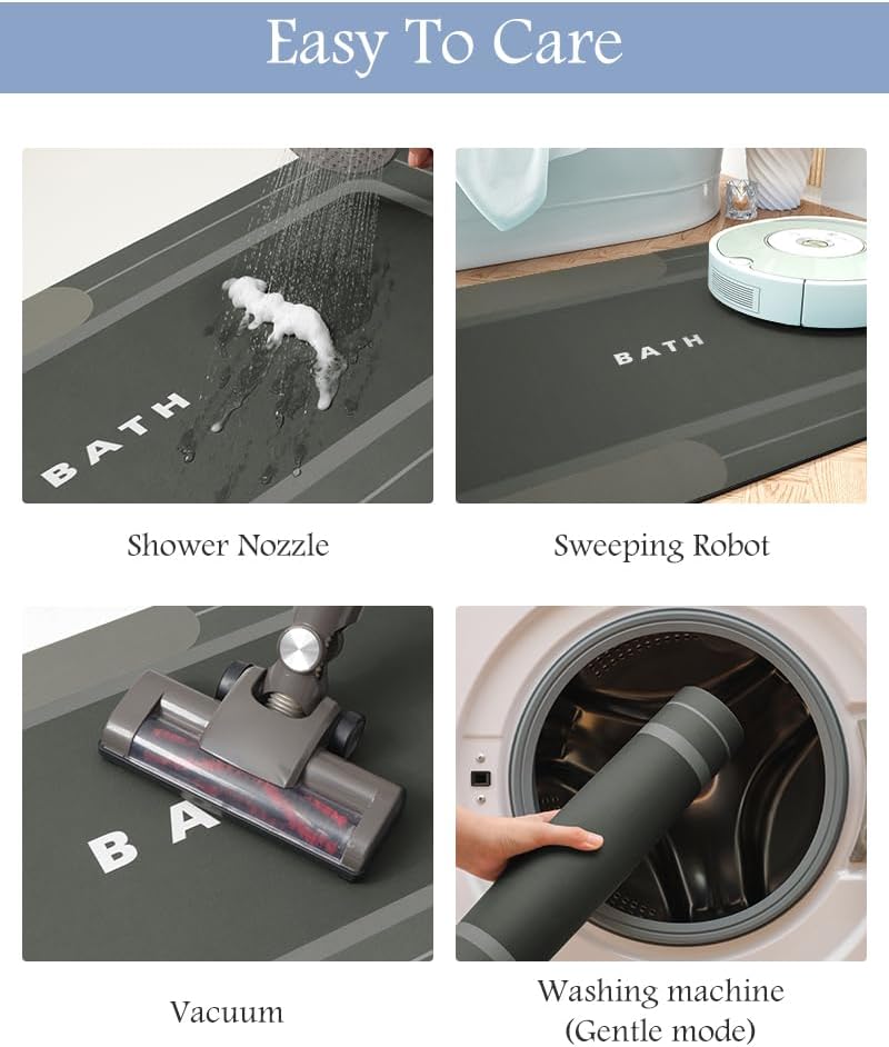 MontVoo Bath Mat-Bath Mats Non Slip Super Absorbent Stain Resistant Quick Dry Thin - 17"x27" Darkgrey