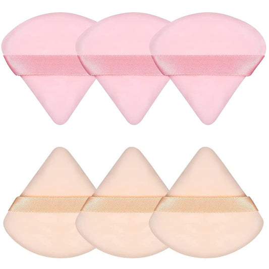 Pimoys 6 Pieces Powder Puff Face Triangle Makeup Sponge Soft Powder Puffs for Loose Powder Foundation Sponge Setting Powder Puff Makeup Tool, Stocking Stuffers Gift for Women