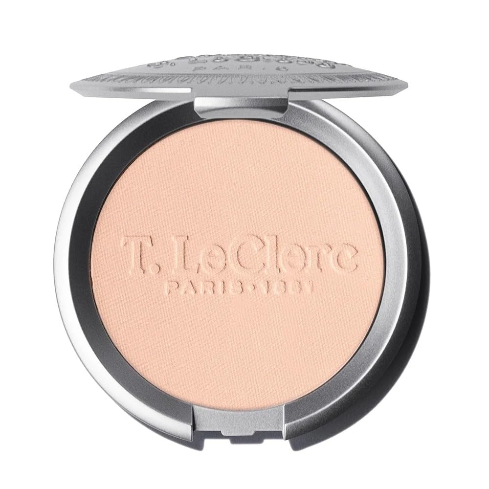 T.LeClerc Rice Compact Powder – Anti-Aging Pressed Powder with Brown Rice Ferment – Long-Lasting Natural Matte Finish – Moisturizing | Non-Comedogenic Face Powder (ROSÉ, 9G)