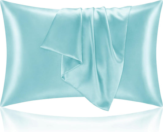 BEDELITE Satin Pillowcase for Hair and Skin, Super Soft and Cooling Similar to Silk Pillow Cases 2 Pack with Envelope Closure, Gift for Women Men(20"x30" Queen Size, Blue)