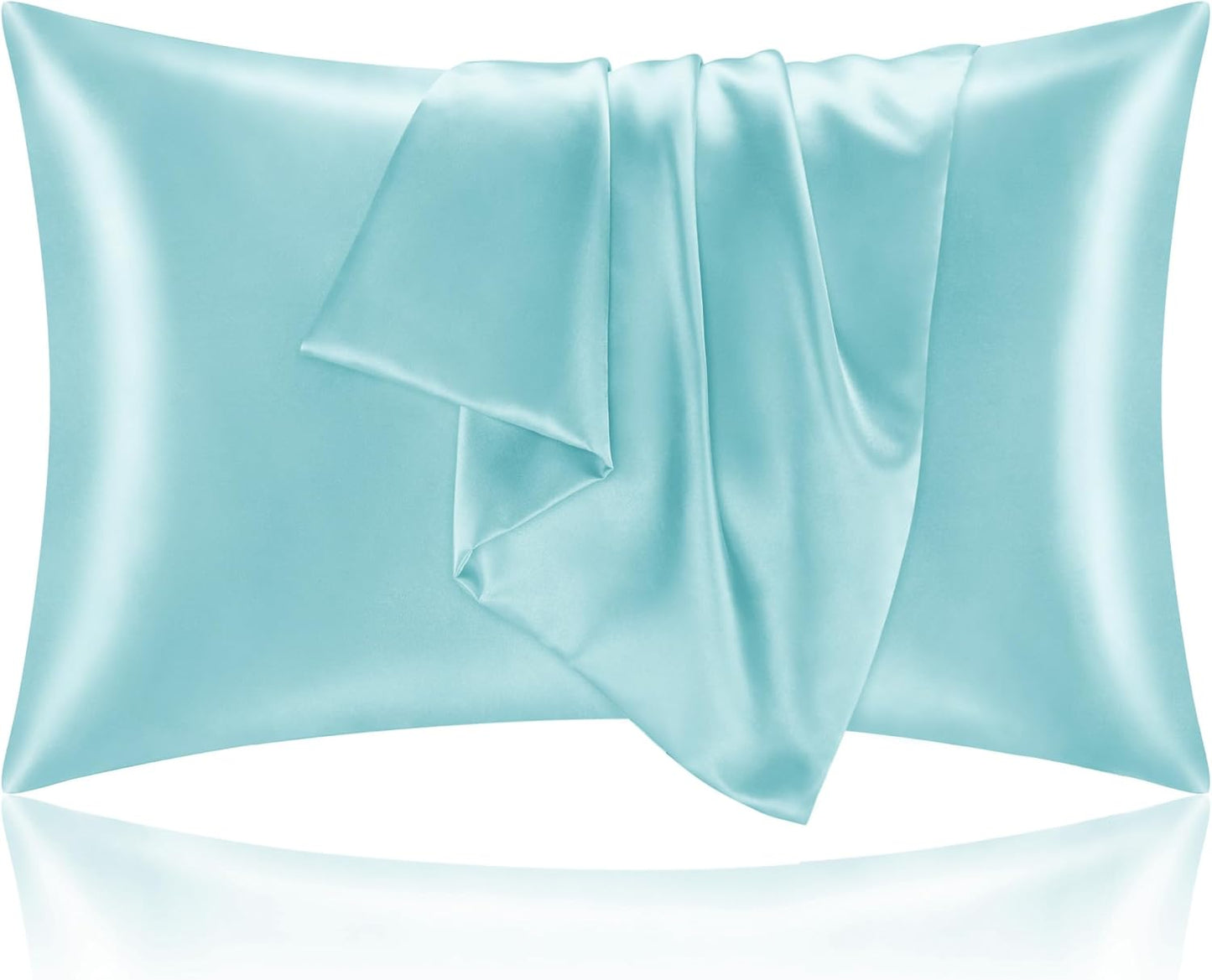 BEDELITE Satin Pillowcase for Hair and Skin, Super Soft and Cooling Similar to Silk Pillow Cases 2 Pack with Envelope Closure, Gift for Women Men(20"x26" Standard Size, Blue)