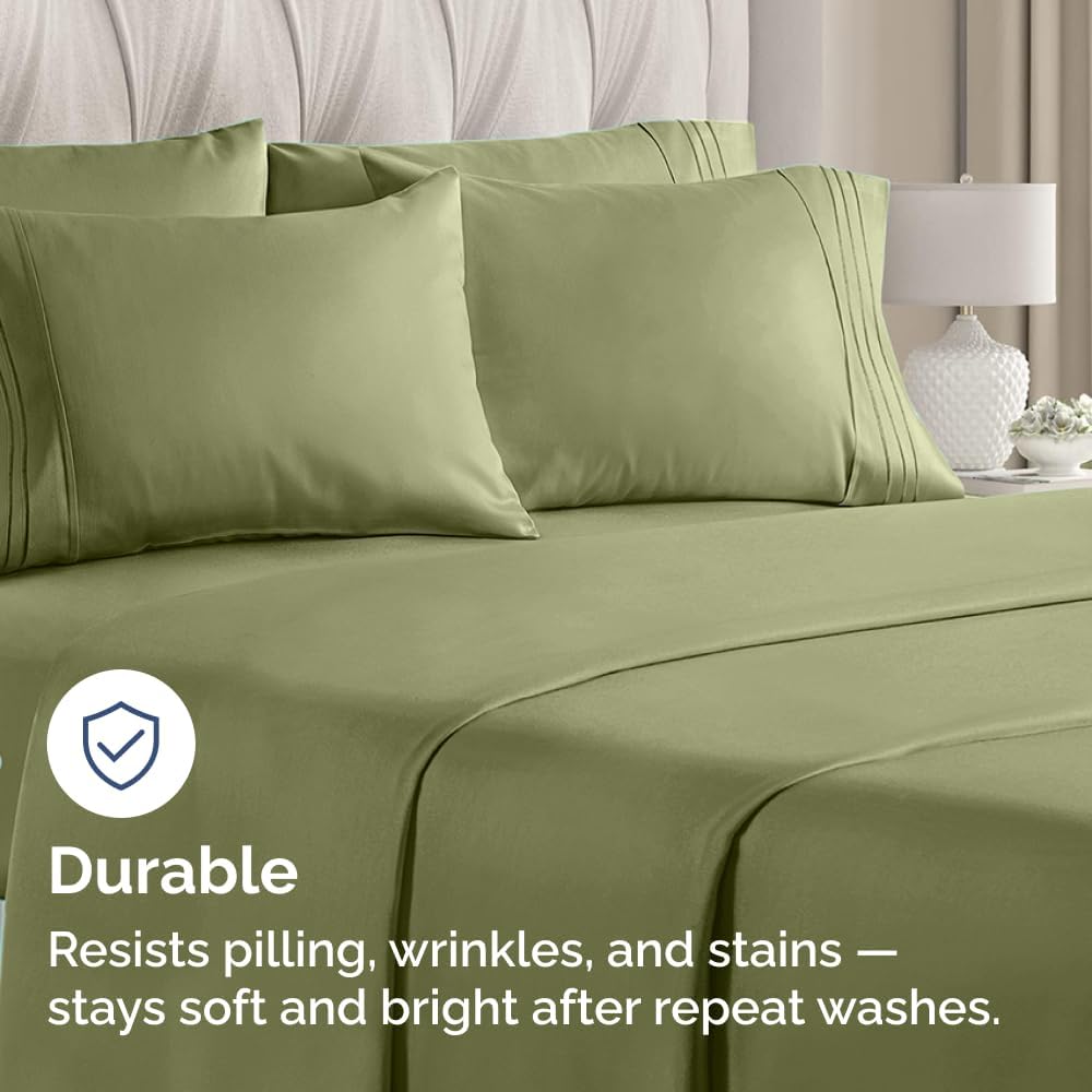 Queen Pillow Cases Set of 8 - Ultra Soft Hotel Quality Pillowcase Covers - Comfy, Cozy & Wrinkle Free - Shrink, Stain & Fade Resistant - Machine Washable Pillow Protectors - 8 Piece Set - Sage Green