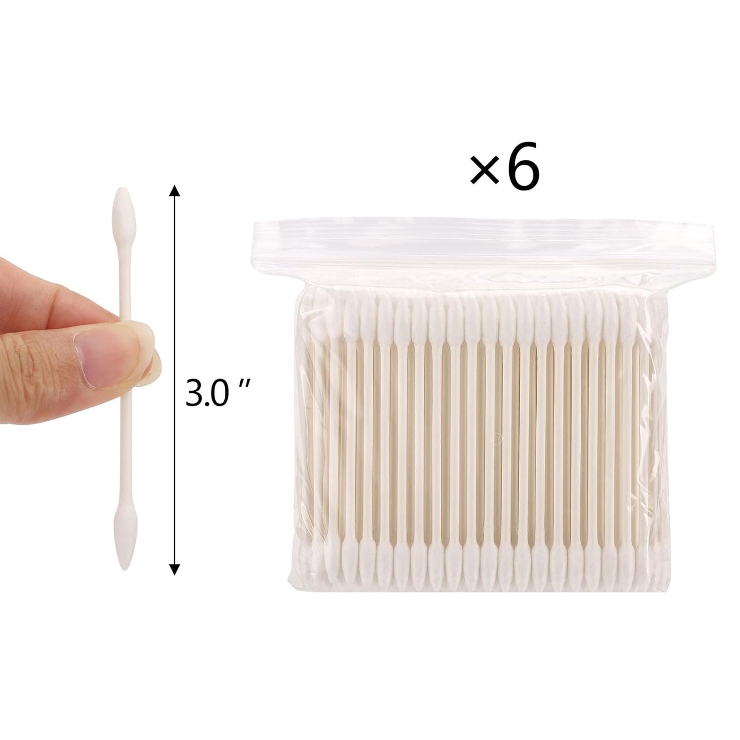 1200 Count 3" Pointed Cotton Swabs Double Precision Tip Cotton Buds with Paper Stick for Makeup