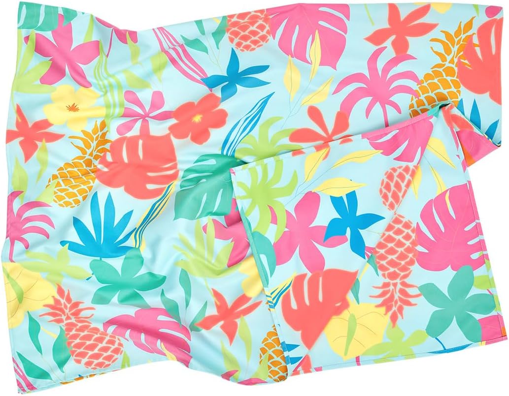 Dock & Bay Beach Towel - Quick Dry, Sand Free - Compact, Lightweight - 100% Recycled - Includes Bag - Aloha Glow - Extra Large (200x90cm, 78x35)