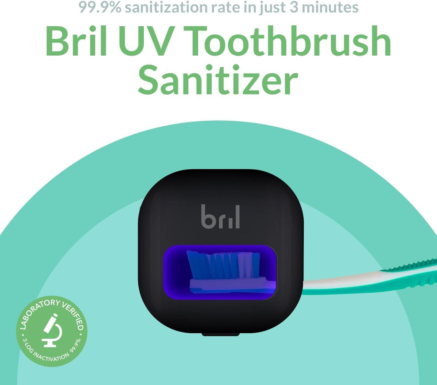 Bril UV-C Toothbrush Sanitizer and Holder, Portable Cleaner, Travel Cover, Magnetic Holder, and Rechargeable Case for Any Size Toothbrush, Black