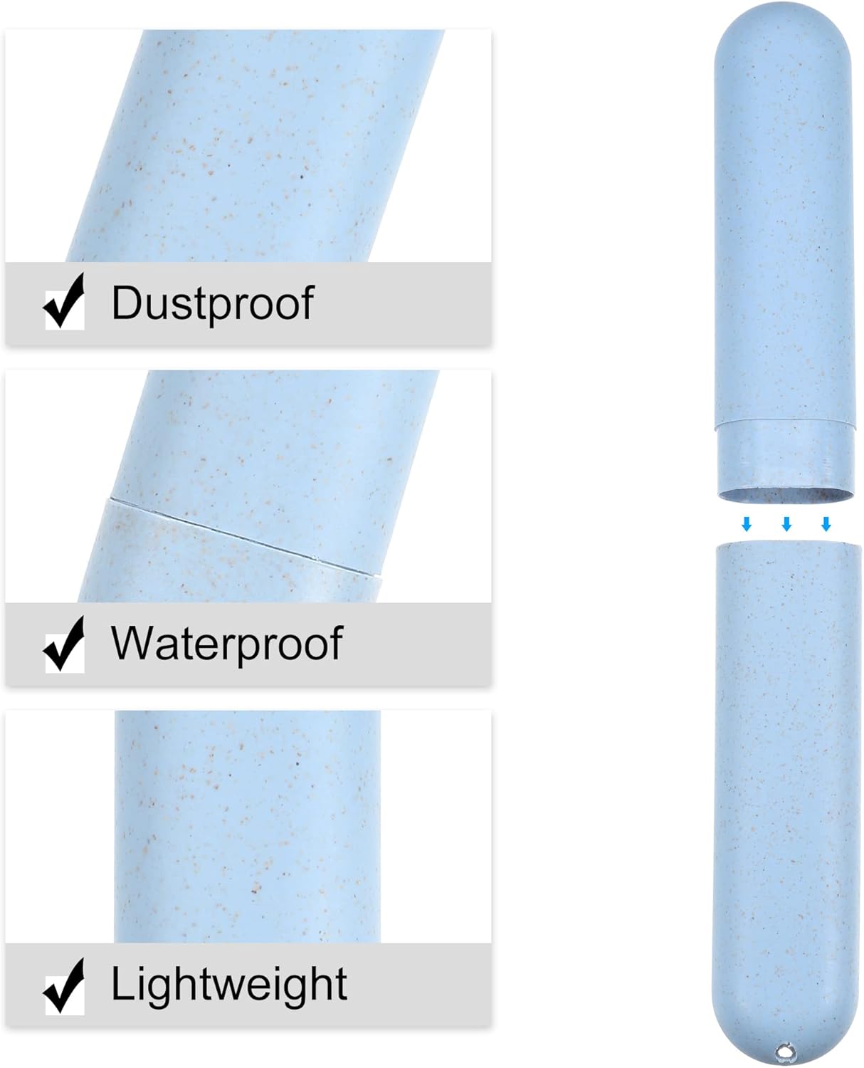 VOCOSTE 2pcs, Traveling Toothbrush Holders Case, PP Toothbrush Case for Travel Business, Blue, 8.07''x1.22''x0.83''