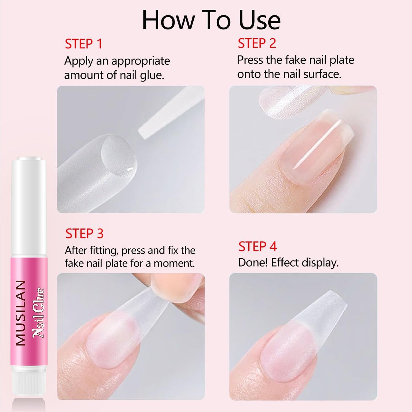 Nail Glue,Super Strong & Long-Lasting & Ultra Quick 40PCS Nail Glue for Acrylic Nails Press on Nails Professional Nail Gel for Stick On Nail Tips & Acrylic Nails & Nail Art Supplies 0.07OZ/PCS