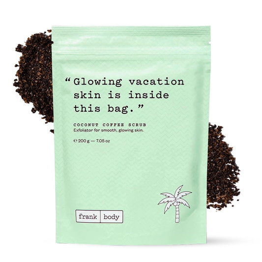 Frank Body Coconut Coffee Scrub | Natural, Vegan, Cruelty Free Exfoliating Body Scrub Firms, Tones, and Brightens with Coffee Grinds, Grapeseed Oil, Coconut Oil, and Jojoba Beads | 7.05 oz / 200 g