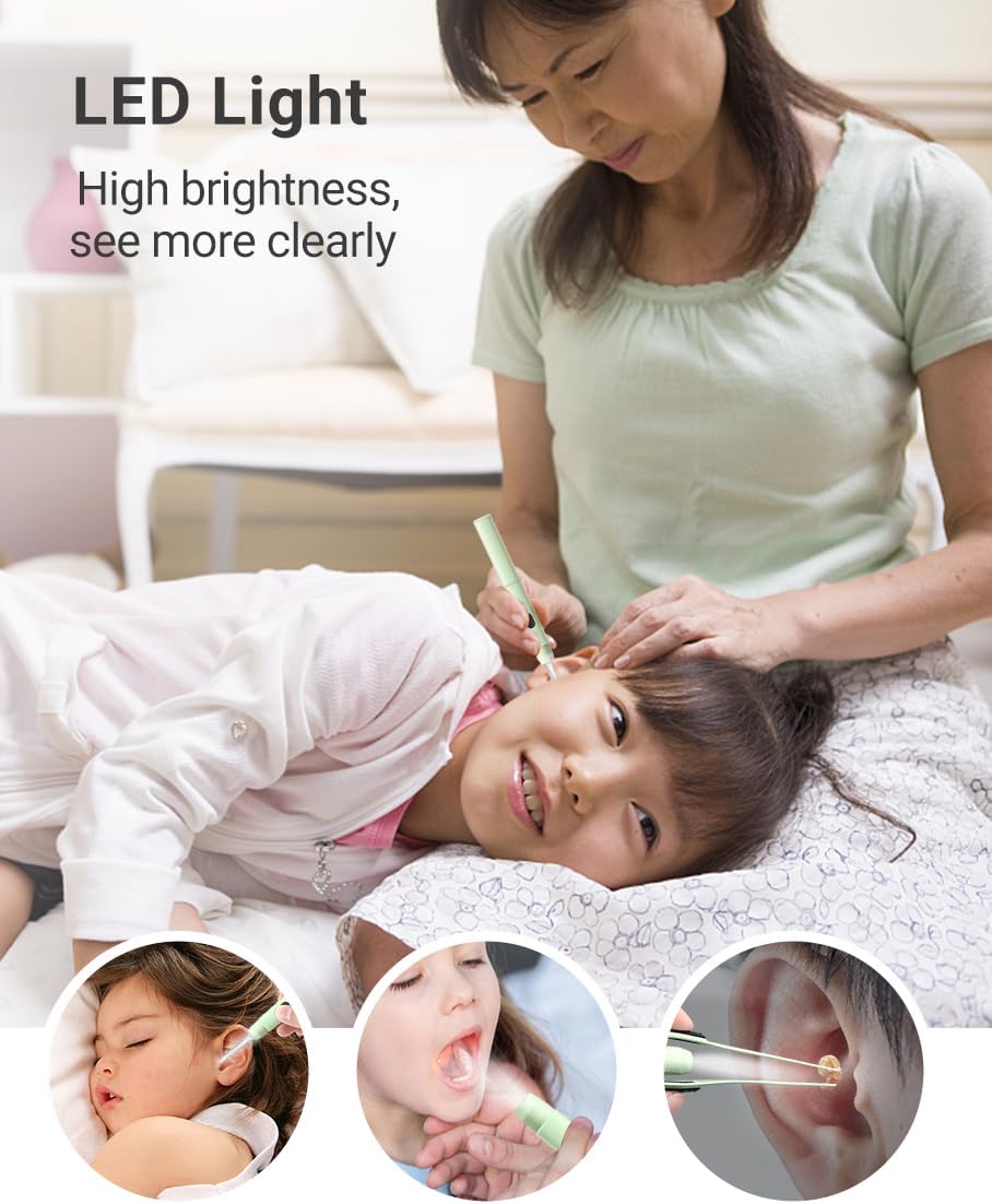 Upgraded All-in-One Ear Cleaning Tool Set with LED Light, Pick, Tweezers, Spiral Spring Spoon for Adults, Kids, and Pets (Pack of 7)