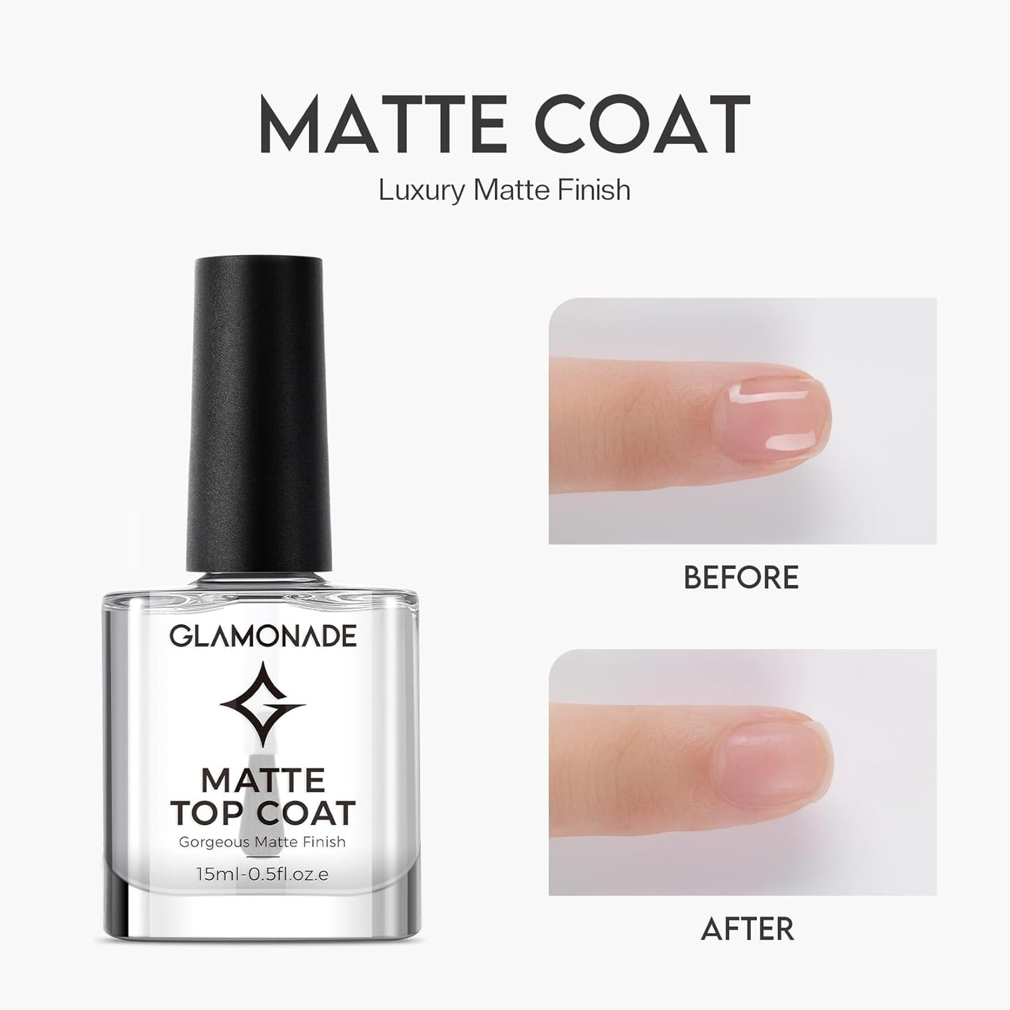 Matte Top Coat Nail Polish: Clear Quick Dry Nail Polish Fast Air Drying Long Lasting Clear Coat Matt Effect for Manicure Salon Quality 0.34 FL Oz