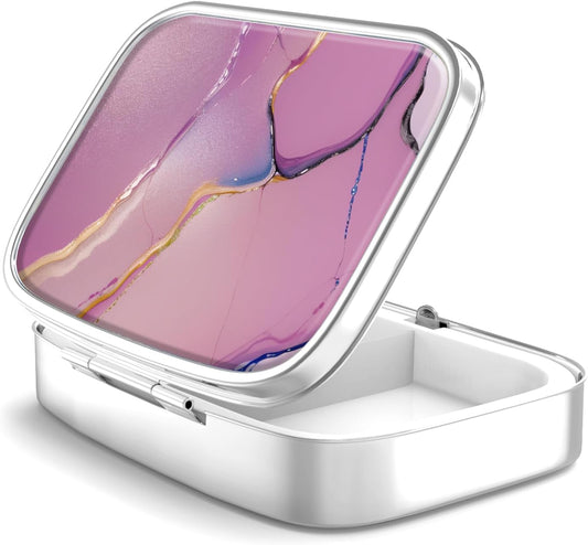 Pill Box 2 Compartment Small Pill Case,Portable for Pocket or Purse Pill Organizer Pill Container Holder to Hold Vitamins, Medication, Fish Oil and Supplements（36-Color Gradient