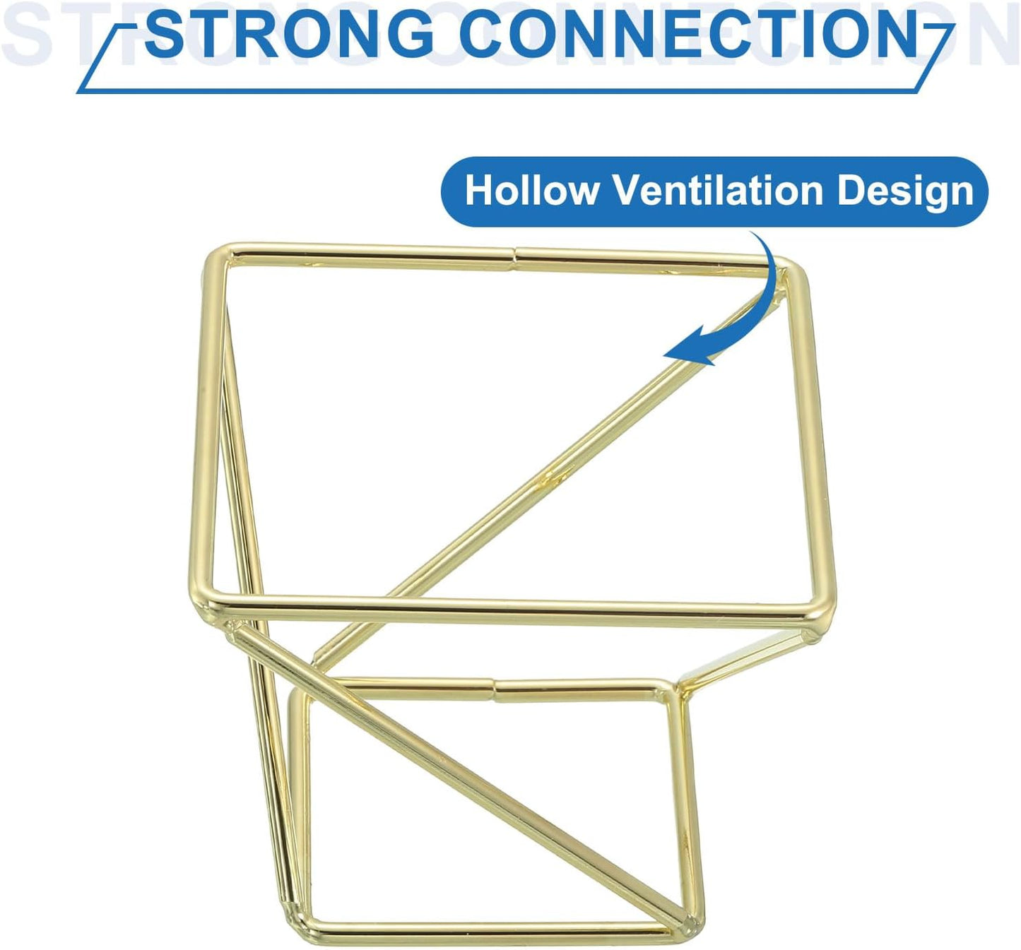 uxcell 6Pcs Air Plant Holder, Makeup Sponge Drying Holder Rack, Tabletop Air Fern Display Stand, Makeup Beauty Egg Dry Stand for Dressing Table Home Decoration, Gold (50x50x42mm)
