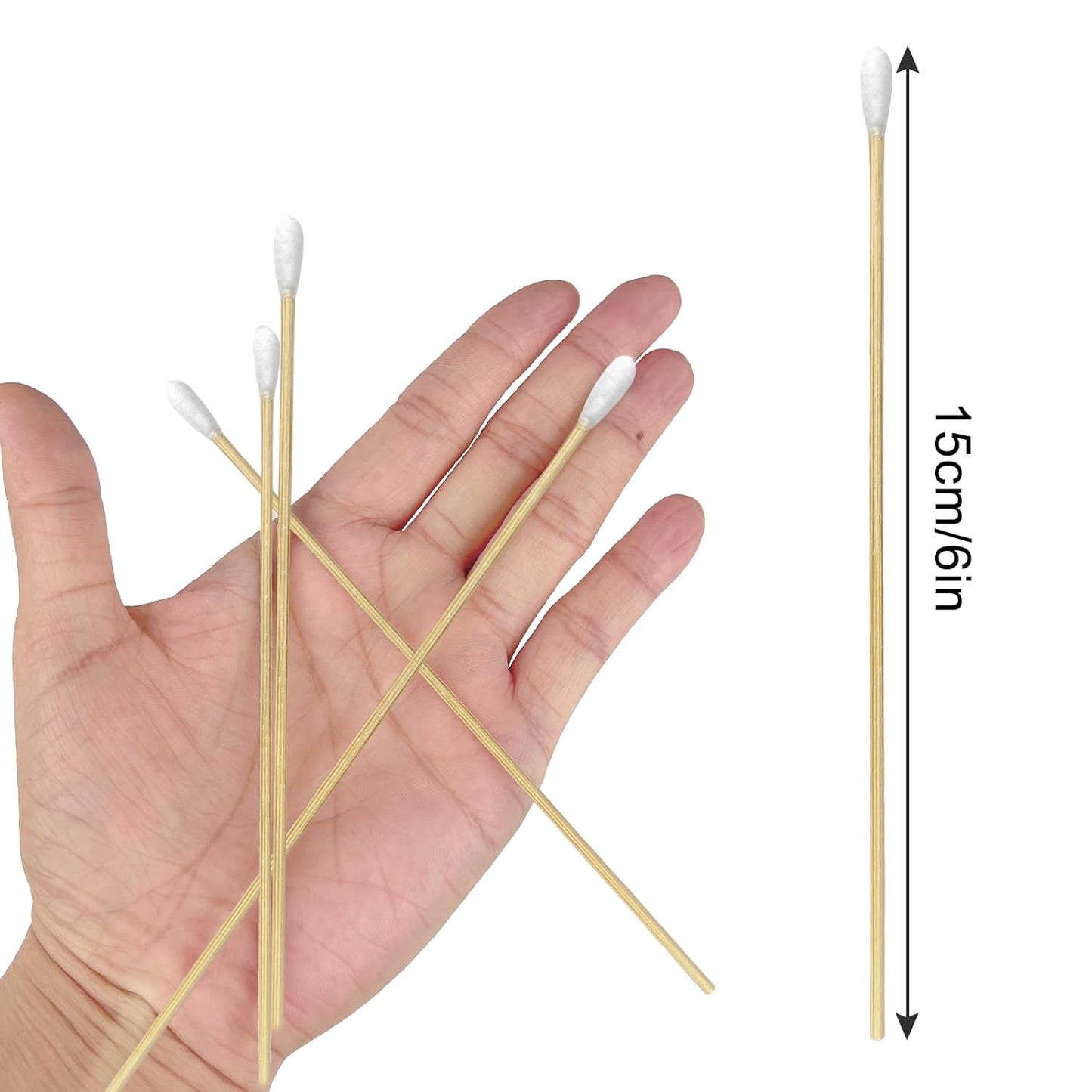 Round Tip Cotton Swabs, 6-Inch Bamboo Sticks, Lint-Free, for Delicate Cleaning, Arts & Crafts, Pet Care, Audio Equipment Maintenance with Portable Storage Case (Round Tips (600ct))