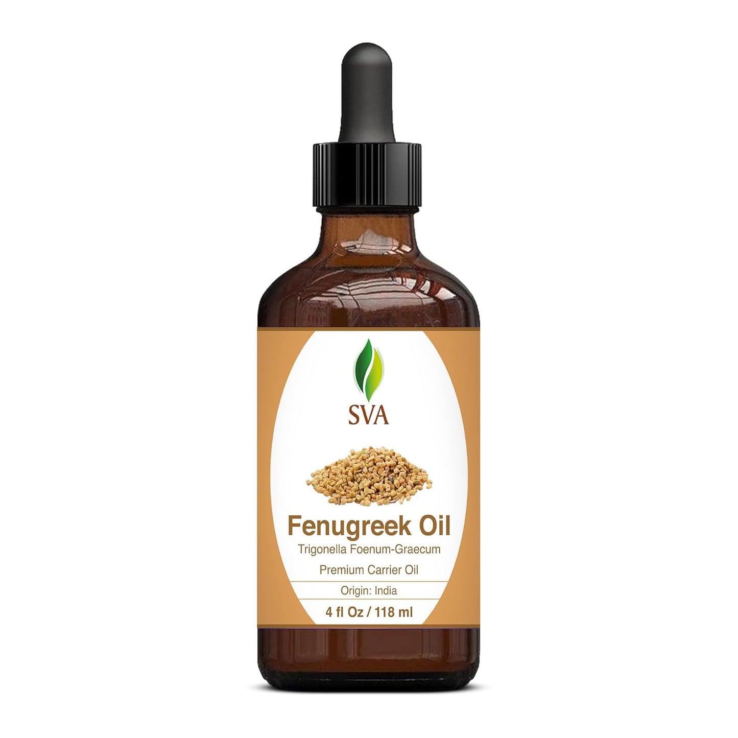 SVA Fenugreek Oil 4oz (118ml) Premium Carrier Oil with Dropper for Hair Care, Hair Oiling, Scalp Massage & Skin Care