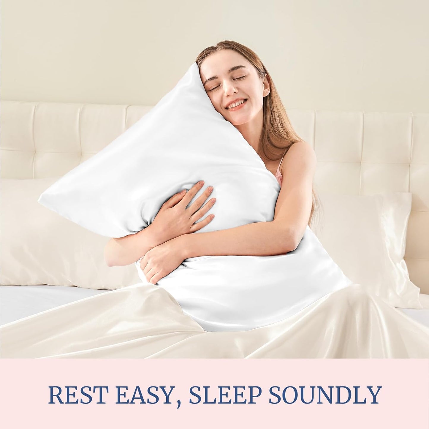 BEDELITE Satin Pillowcase for Hair and Skin, Super Soft and Cooling Similar to Silk Pillow Cases 2 Pack with Envelope Closure, Gift for Women Men(20"x30" Queen Size, White)