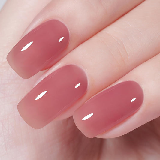 AILLSA Dark Pink Gel Nail Polish Pink Burgundy Jelly Gel Polish Neutral Sheer Translucent Nude Gel Polish Long Lasting Pinks Wine Color Soak Off U V Gel for French Manicure Nail Art at Home 0.51 Oz