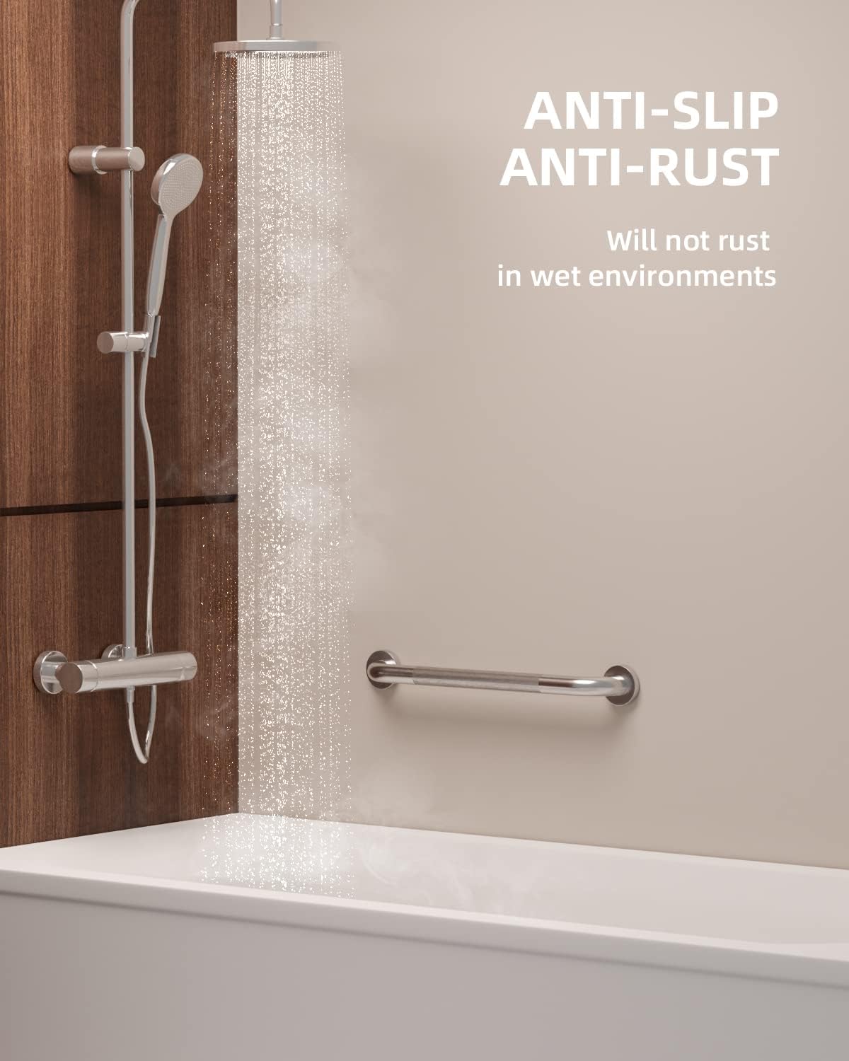 20 Inch Anti Slip Shower Grab Bar, Munzong Stainless Steel Bathroom Grab Bar, Satin Brushed Nickel Knurled Bathroom Balance Bar,Safety Hand Rail Support Handicap Elderly Senior Assist Bath Handle