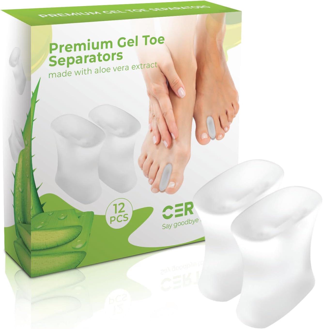 Gel Toe Spacers - for Straightening Overlapping Toes - Ideal for Bunions, Corns, Blisters & Rubbing - Comfortable Toe Separators for Men and Women - 12 Pack Clear