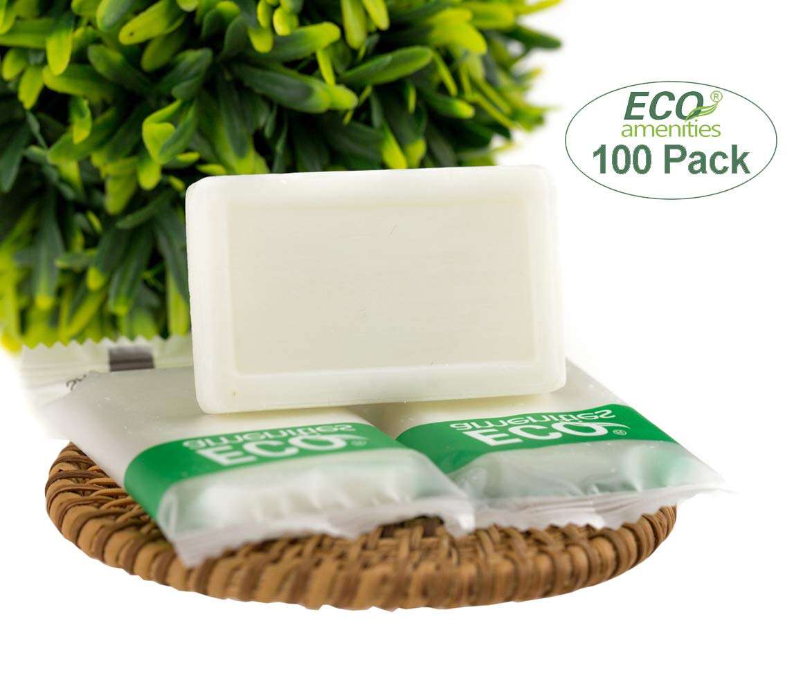 ECO amenities Soap Bar Travel Pack - 1 oz, 100 Count - Hotel Soap Bulk Individually Wrapped - Green Tea Scent & Cruelty-Free