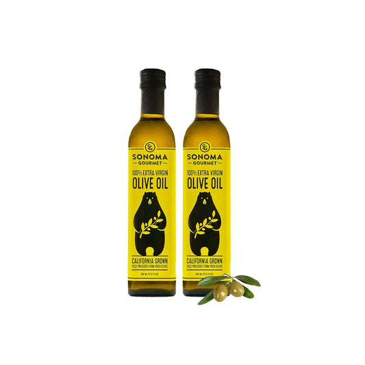 Sonoma Gourmet : Extra Virgin Olive Oil | 100% California | First Press | Small Batch| Non GMO | 17 FL OZ (Pack of 2)
