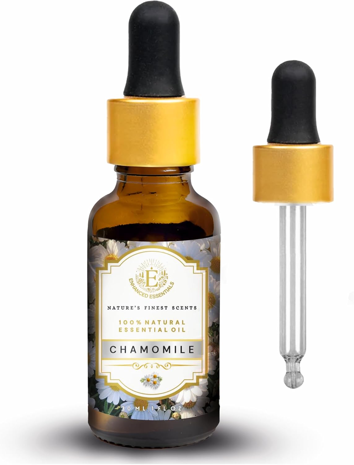 Luxurious Chamomile Essential Oil by Enhanced Essentials|Pure & Slow Distilled|for Diffusers,Skin Care,Aromatherapy,Bath,Massage,Perfume,Gifting,Soap & Candle Making|with Glass Dropper|1 fl oz (30 ml)