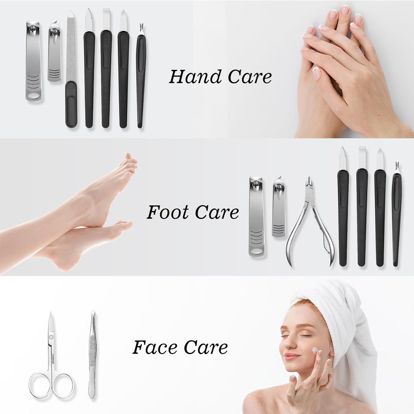 Manicure Pedicure Set, Nail Clipper Set 10-Piece Set Professional Manicure Kit Nail Kit with Portable Gray Travel Case Gift for Men Boyfriend Parent