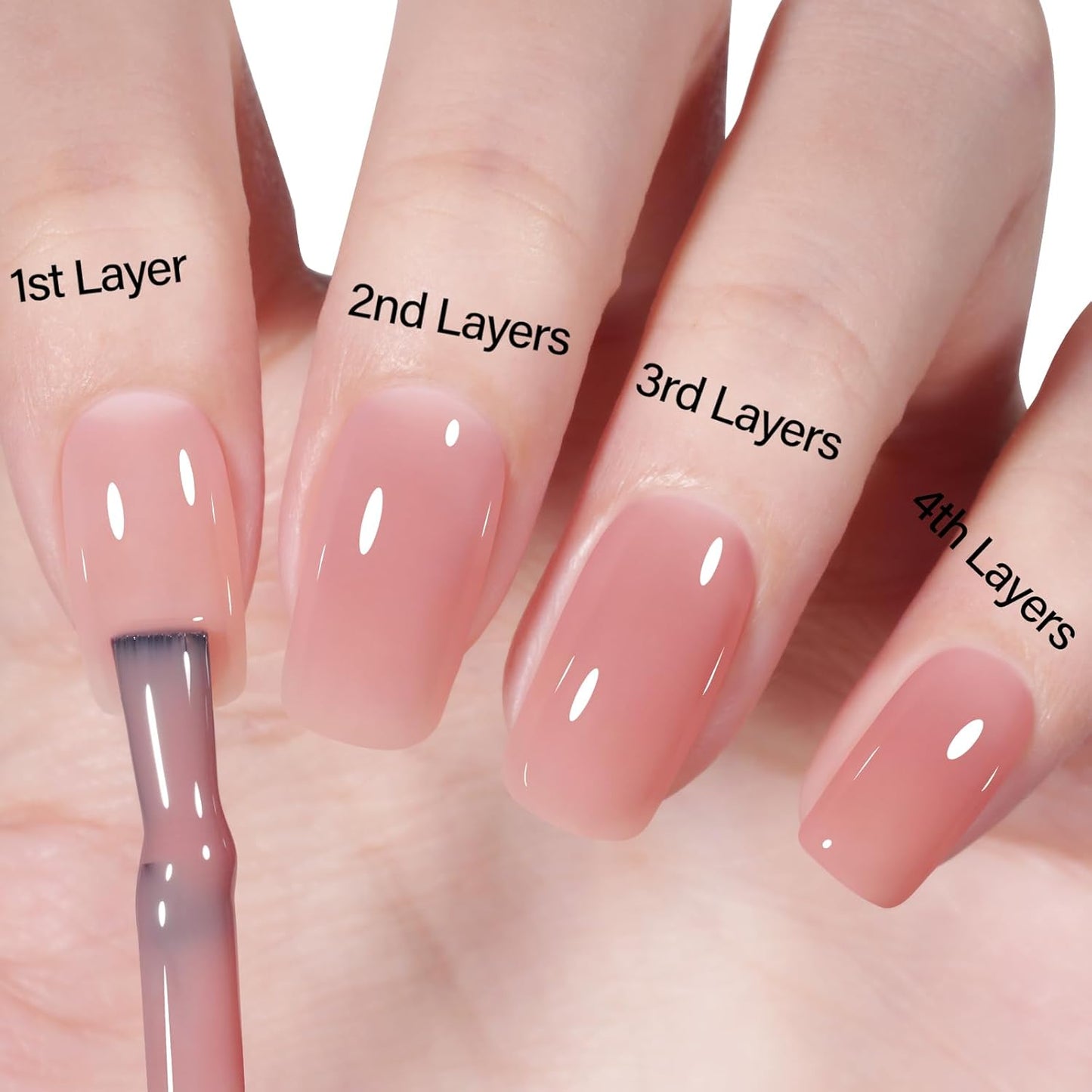 AILLSA Nude Pink Gel Nail Polish Misty Rose Jelly Gel Polish Neutral Sheer Translucent Gel Polish Long Lasting Light Pink Color Soak Off U V Gel for French Manicure Nail Art at Home 0.51 Oz