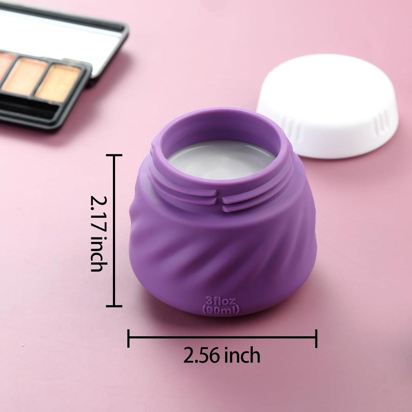 Gemice Silicone Cream Jars TSA Approved Travel Size Containers with Clear Bag, Leak-proof Travel Accessories with Lid for Cosmetic Face Body Hand Cream (4 Pack)