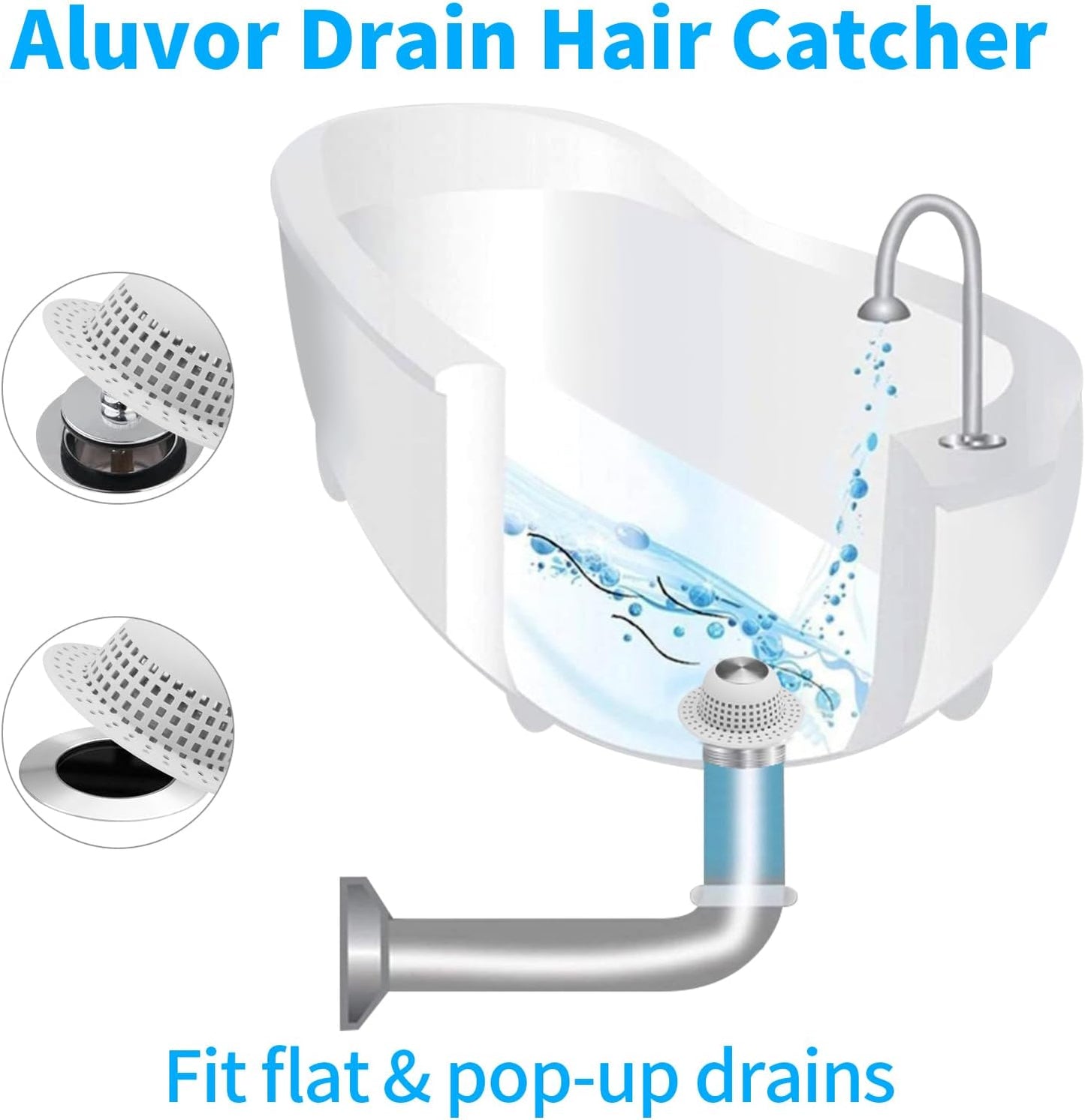 Shower Drain Hair Catcher, Bathtub Drain Cover Foldable Silicone Shower & Tub Protector for Pop-Up & Regular Drains