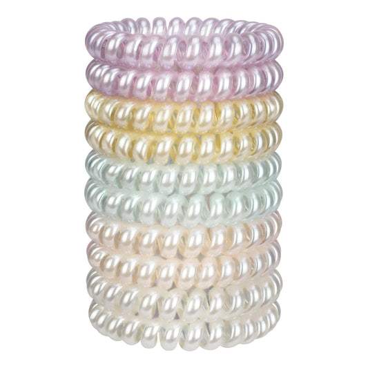 JessLab Spiral Hair Ties for Women, 10-Pack Traceless No-Damage Ponytail Holders, Coils Hair Bands for Girls, Assorted Colors