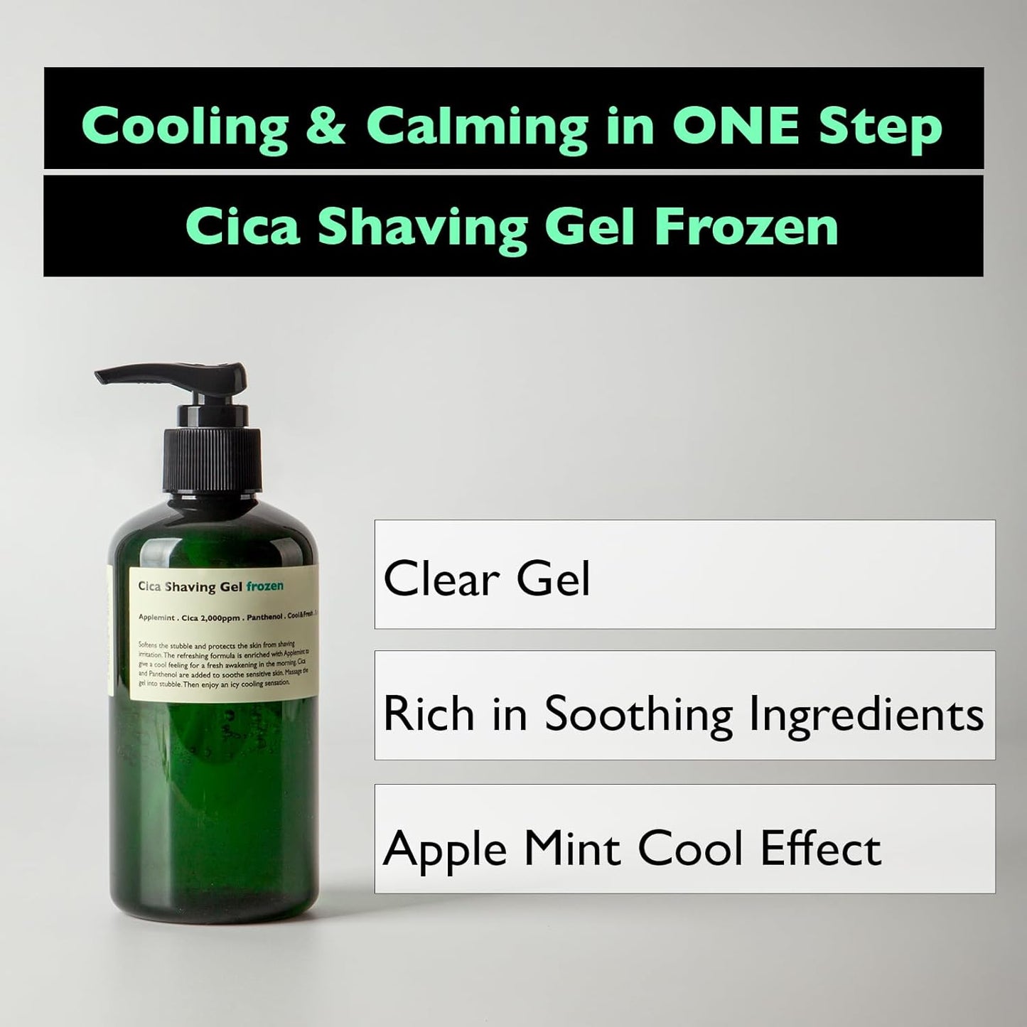 Cica Shaving Gel Frozen - Sensitive Skin Cooling Care (8.45 Fl Oz)