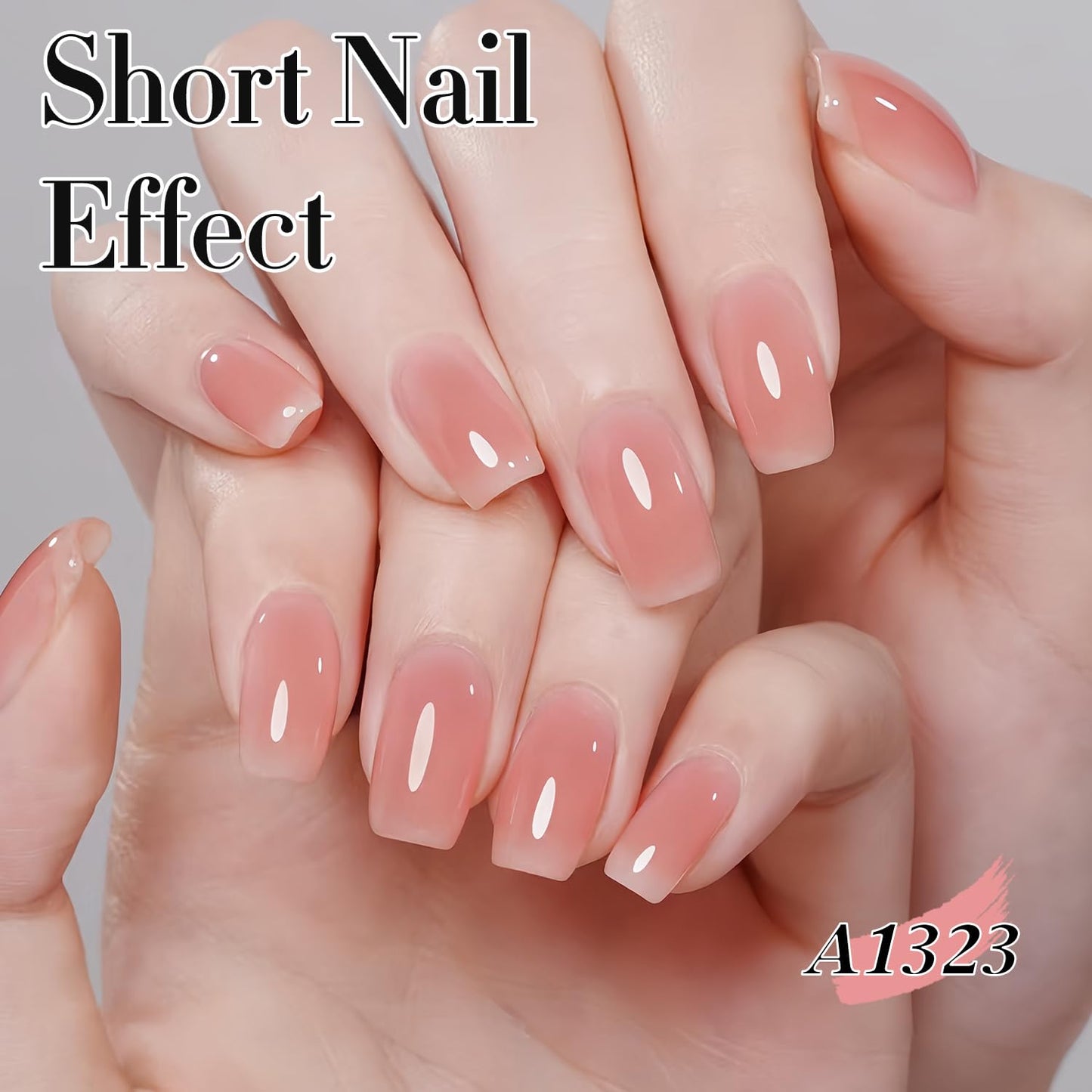 Double Rhythm Gel Nail Polish Set of 6 Colors Baby Light Pastel Milky Nail Polish Starter Kit Art DIY Salon Home (Jelly Sheer Pink Nude White,Kit37)