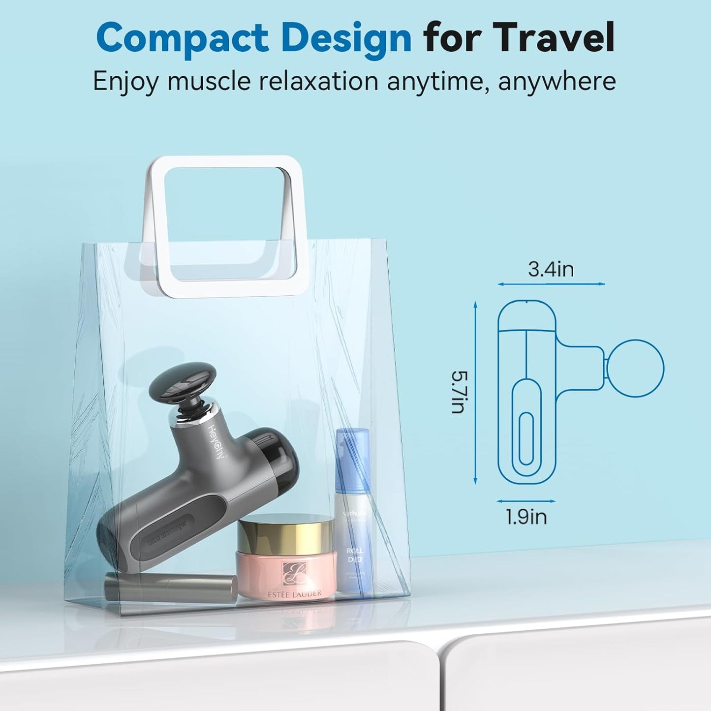 Mini Massage Gun with Heat and Cold, Deep Tissue Massage Gun, Portable Percussion Muscle Massager with 4 Massage Heads for Athletes