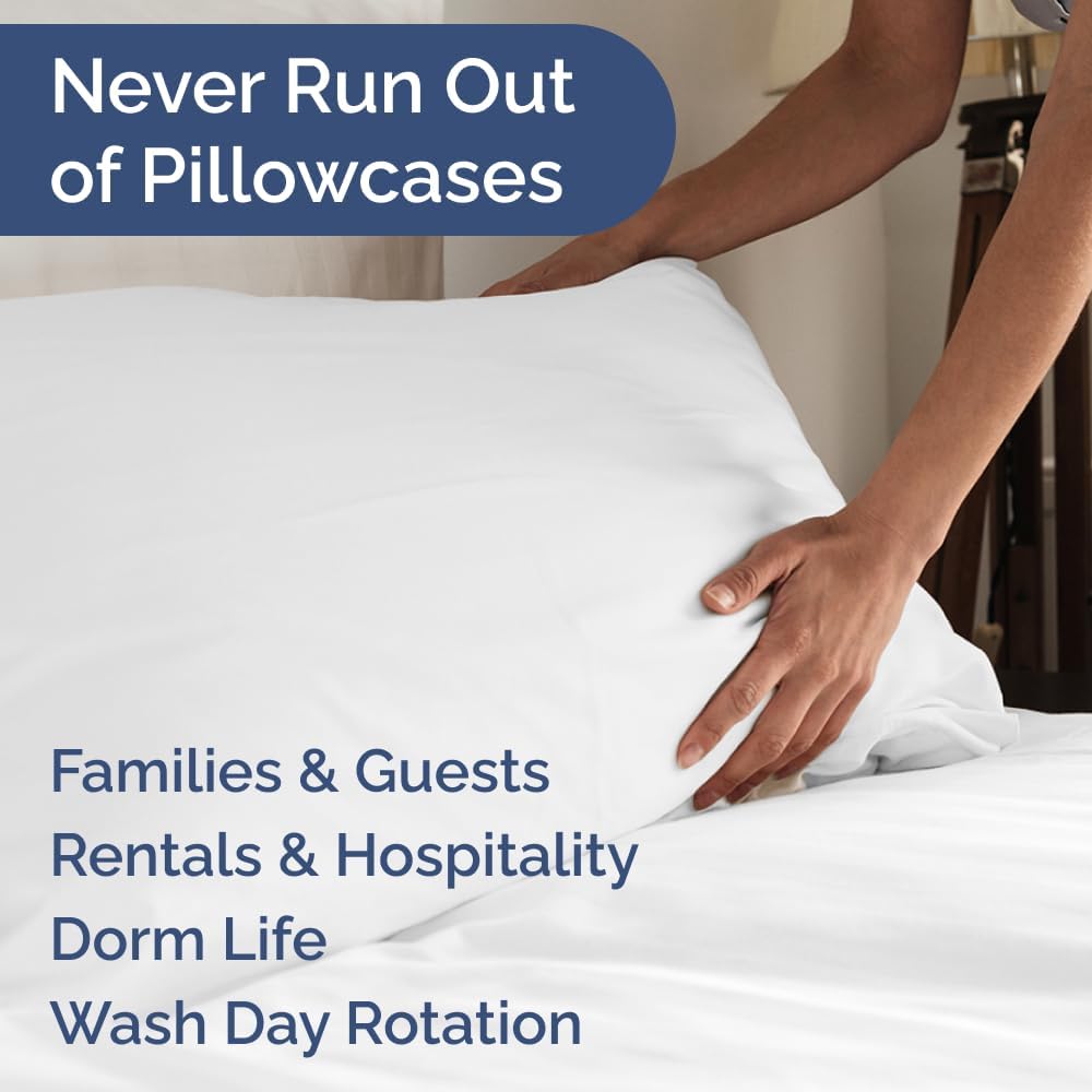 Queen Pillow Cases Set of 10 - Ultra Soft Hotel Quality Pillowcase Covers - Comfy & Wrinkle Free - Shrink, Stain & Fade Resistant - Easy-Care, Machine Washable Pillow Protectors - 10 Pcs Set - White