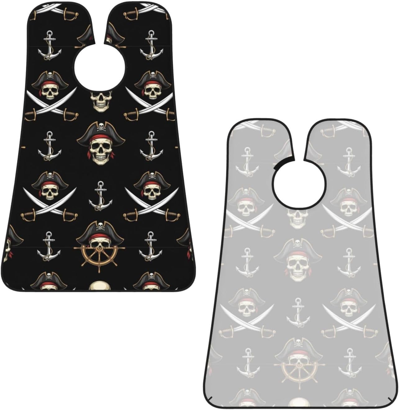 Beard Bib with 3 Suction Cups, Non-Stick Waterproof Hair Catcher Apron, Men's Shaving Essential for Grooming, Nautical Anchor Pirate Skulls Shave Bib