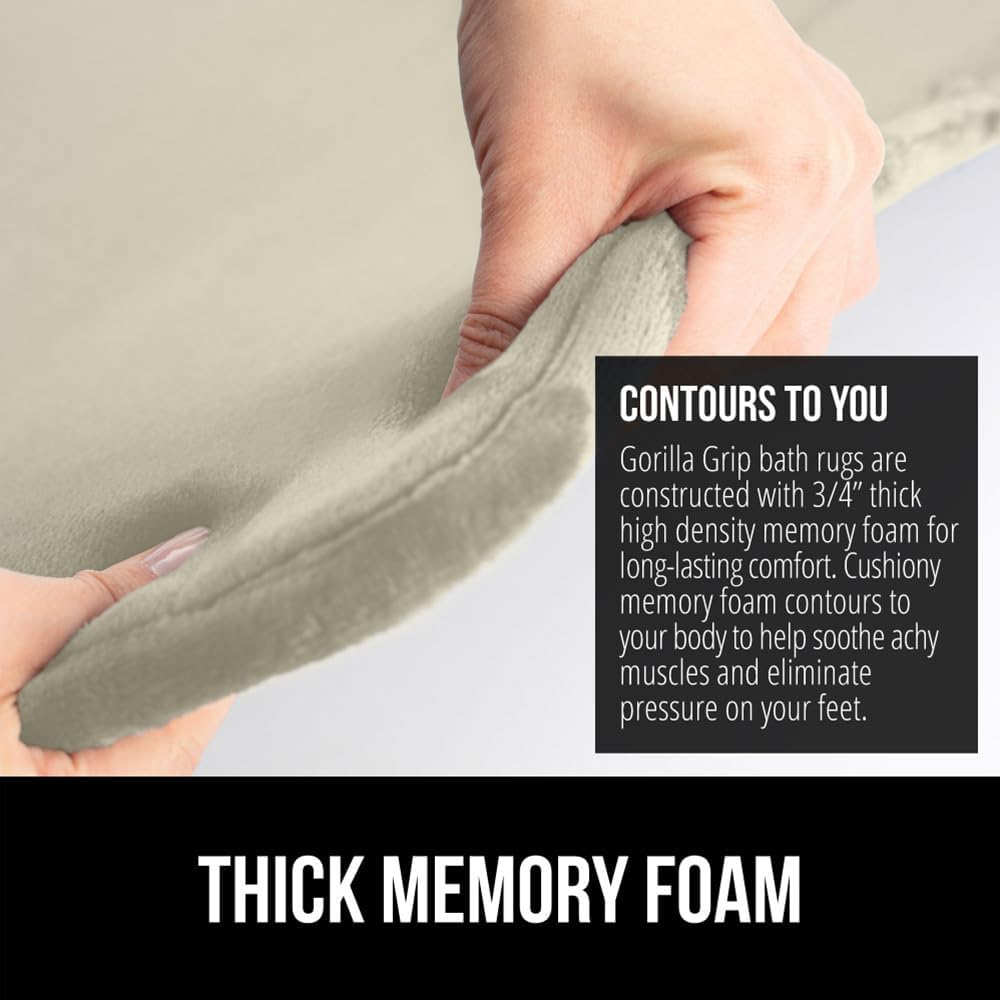 GORILLA GRIP Memory Foam Bath Rugs, Soft Absorbent Velvet Bathroom Mats, Durable Dots on Underside, Machine Washable Bathmat, Carpet Rug Room Decor for Shower Floor, 42x24 Mat, Champagne