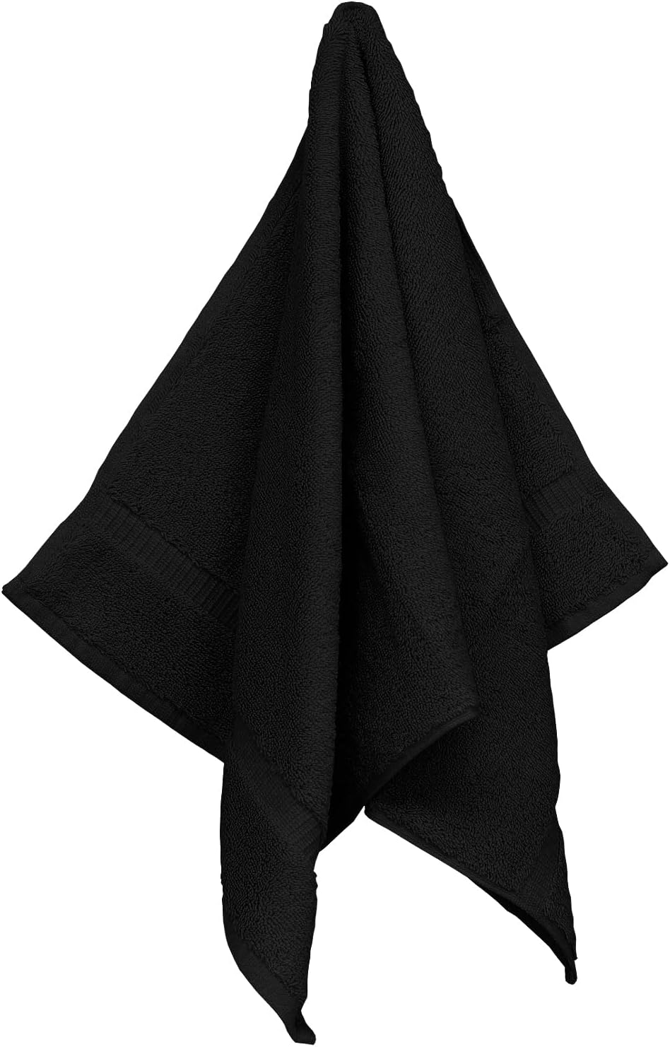 Monogrammed Hand Towel, Personalized Initial Gift, Extra Absorbent 100% Turkish Cotton - Soft Terry Finish - Set of 2 - White Block Initial B - Embroidered on Black Towels